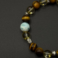 Tiger’s Eye, Citrine & Larimar Design Bracelet