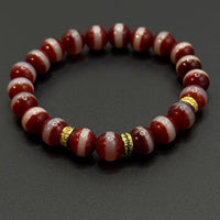 One-Line Medicine Buddha Dzi Bead Bracelet(红肉一线药师天珠)