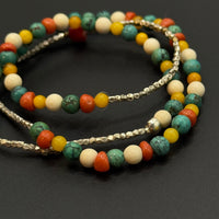Turquoise and Red Agate Bracelet