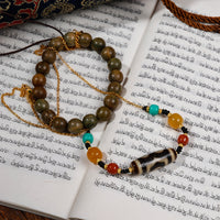 Three-Eyed Dzi Bead Necklace