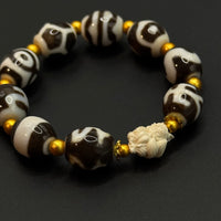 Nine-Tailed Fox Porcelainized Multi-Treasure Dzi Bead Bracelet(猛犸九尾狐瓷白多宝天珠)