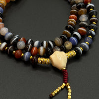 One-Line Medicine Dzi Bead 108 prayer beads(天然一线药师天珠108颗)