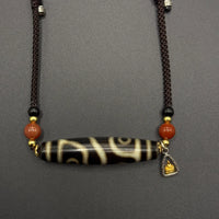 Five-Eye Dzi Bead Necklace(龙头五眼天珠黄财神吊坠项链)