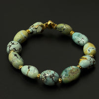 Turquoise Bracelet (吉祥瑞羊圆框绿松手串)