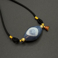 Dzi Bead Necklace (蓝沁达洛缠丝玛瑙天然佛眼)