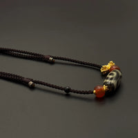 Three-Eye Dzi Bead Necklace (三眼天珠项链)