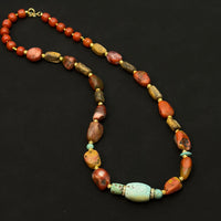 Southred Agate & Turquoise & eaglewood Necklace (南红原矿绿松沉香项链)