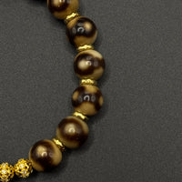 Three Dzi Bead & Jambhala-yellow Bracelet (坛城三眼巴西玛瑙天珠&黄财神手串)