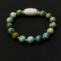 Turquoise & Dzi Bead Bracelet(原矿绿松石白法眼天珠手串)