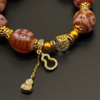 Himalayan Pink Dzi Bead Bracelet (达洛天珠手串葫芦吊坠)