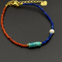 Lapis Lazuli & Turquoise & Red agate Bracelet
