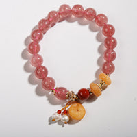 Strawberry Quartz Amber Bracelet