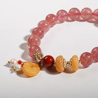 Strawberry Quartz Amber Bracelet