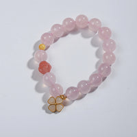 Rose Quartz Four-Leaf Clover Bracelet