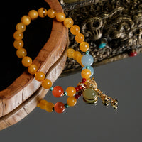 Amber & Hetian Jade Gourd Bracelet