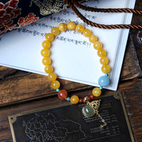 Amber & Hetian Jade Gourd Bracelet
