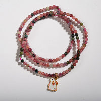 Three Circles Rabbit Charm Tourmaline Bracelet