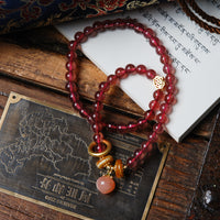 Double Circle Strawberry Quartz Bracelet