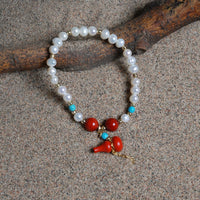 Pearl & Cinnabar Gourd Bracelet