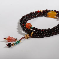 Three-circle garnet gourd pendant bracelet
