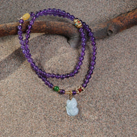 Three circles of amethyst and jade fox bracelet