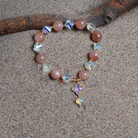 Sunstone crystal spliced four-leaf flower bracelet