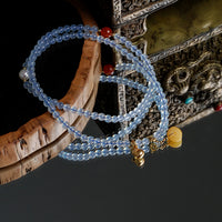 Three-circle aquamarine lucky bag bracelet