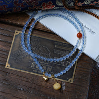 Three-circle aquamarine lucky bag bracelet