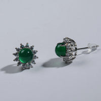 Jade chalcedony sunflower earrings
