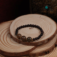 Red Sandalwood Three Eyes Dzi Bead Bracelet
