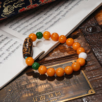 Nine-eyed Dzi Bead Jade Bracelet