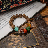 Agarwood & Dzi Bead Bracelet