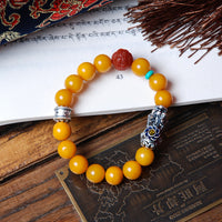 Old Amber Silver Pixiu Bracelet