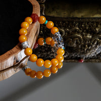 Old Amber Silver Pixiu Bracelet