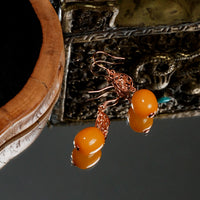 Old Amber Ear Hooks