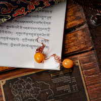 Old Amber Ear Hooks