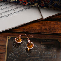 Blue Amber Earhooks