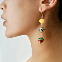 Three-eyed Dzi Bead Earing
