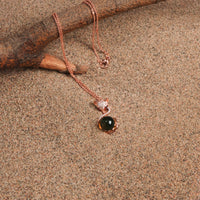 Blue amber Little Fox Head Necklace