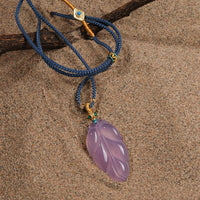 Pink Chalcedony Leaf Necklace