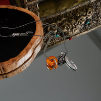 Old Amber Silver Chain Necklace