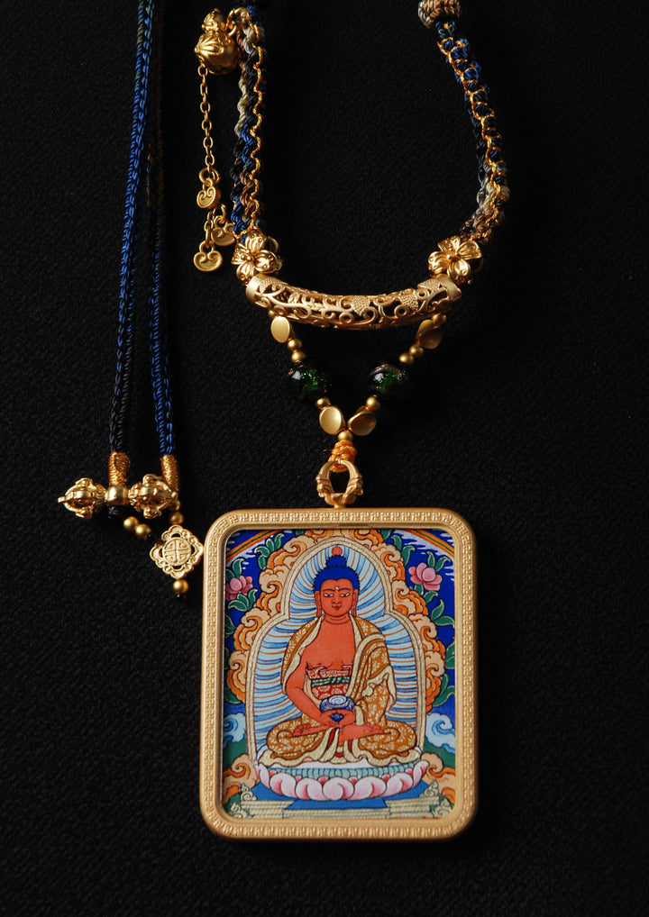 Amitabha Buddha Thangka Amulet — Symbol of Infinite Light and Compassion