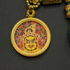 Hand-painted Yellow Jambhala Round Thangka Pendant（黄财神唐卡吊坠）