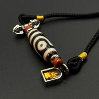 Two-eye Dzi Bead & Vaja &Greentara Necklace (如意二眼天珠 &金刚杵&绿度母&南红）