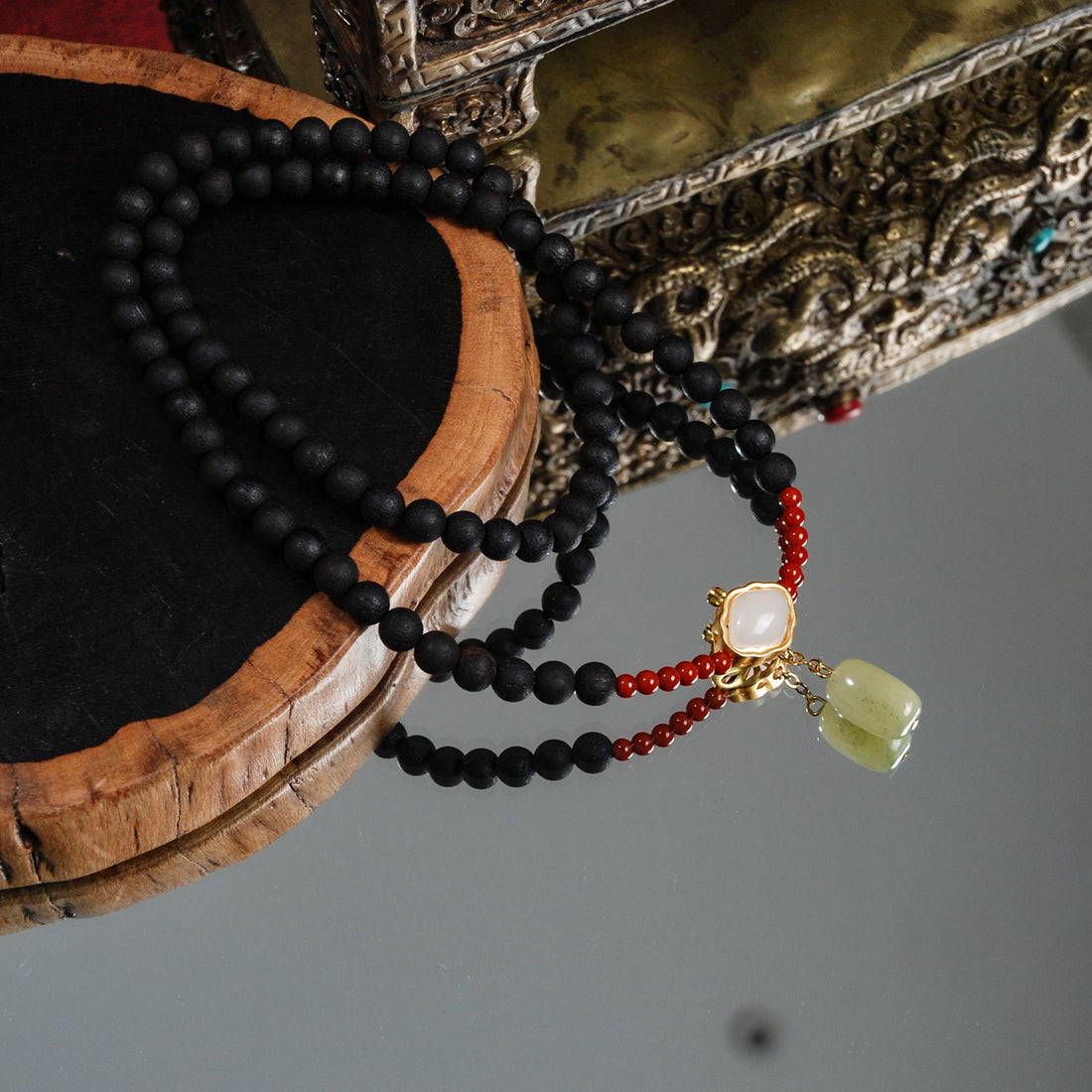 Rosewood Agarwood & Hetian Jade Bracelet