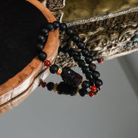 Rosewood Agarwood 08 Single Circle +Bodhisattva Tara Green Bracelet