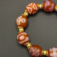 Himalayn Pink Dzi Bead Bracelet (达洛天珠手串葫芦吊坠）
