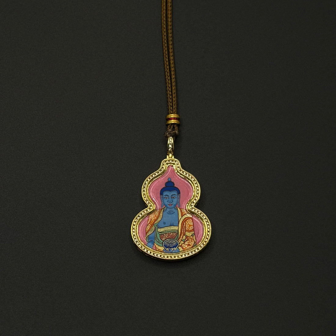 Medicine Buddha & OM Seed Syllable Gourd Thangka（药师佛&om种子字双面葫芦唐卡）