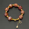 Himalayn Pink Dzi Bead Bracelet (达洛天珠手串葫芦吊坠）