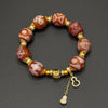 Himalayn Pink Dzi Bead Bracelet (达洛天珠手串葫芦吊坠）